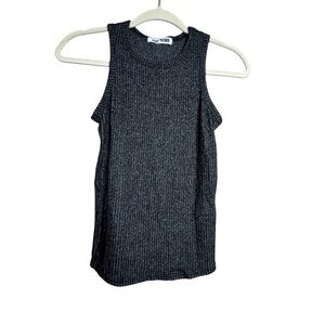Joah Brown Tank Top Ribbed Size S/M Cropped Basic Minimalist Made USA Gray A8